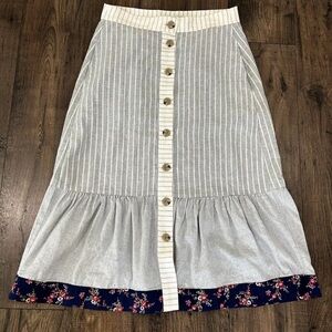 Madewell x The New Denim Project® Patchwork Blue Striped Sz 6 side pockets